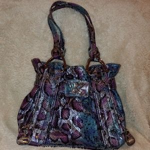 Kathy Van Zeeland Purple Snake Skin Print Purse